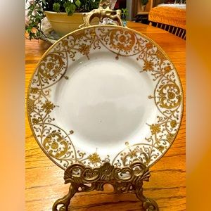 Nippon - hand painted/ hold trim - 7 3/8” plate and saucer 5 3/8”